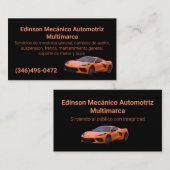 Mecánico Automotriz Naranjo Negro Visitenkarte (Vorne/Hinten)