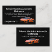 Mecánico Automotriz Naranjo Negro Visitenkarte (Vorne/Hinten)