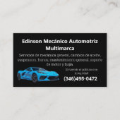 Mecánico Automotriz Slogan Mechanik zweisprachig Visitenkarte (Vorderseite)
