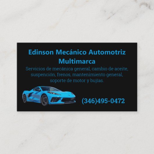 Mecánico Automotriz Tarjetas de Negocios Visitenkarte (Vorderseite)