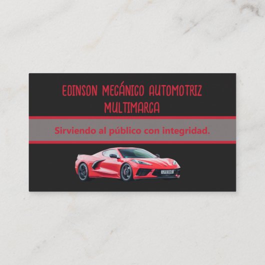 Mecánico Automotriz Tarjetas Rojo Negro Visitenkarte (Rückseite)