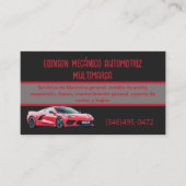 Mecánico Automotriz Tarjetas Rojo Negro Visitenkarte (Vorderseite)