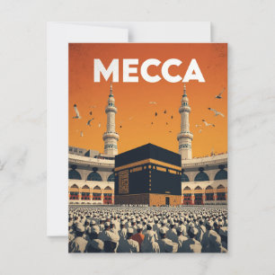 Mecca Hajj Pilgrimage Islamic Postkarte
