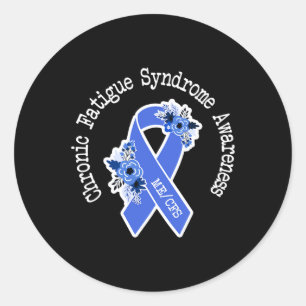 Mecfs Chronic Fatigue Syndrome Awareness Floral Bl Runder Aufkleber