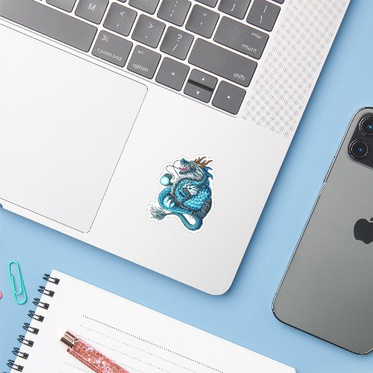 Mech Dragon Custom-Cut Vinyl Sticker (Laptop mit iPhone)