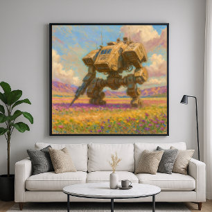 Mech in Meadow - Pastellfarben Poster