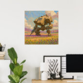 Mech in Meadow - Pastellfarben Poster (Heimbüro)
