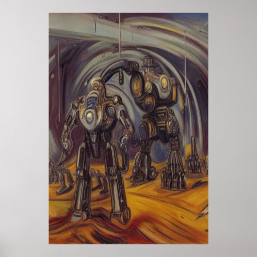 Mech Roboter auf einem Alien-Planeten | AI Art Pos Poster (Vorne)