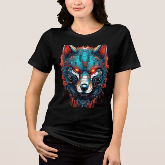 Mech Wolf Womens Tri-blend T-Shirt Tri-Blend Shirt (Vorderseite)