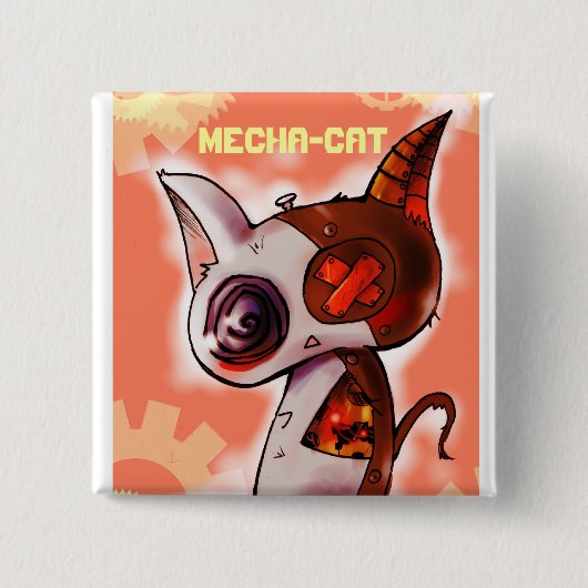 Mecha-Katze Rosa Button (Vorderseite)
