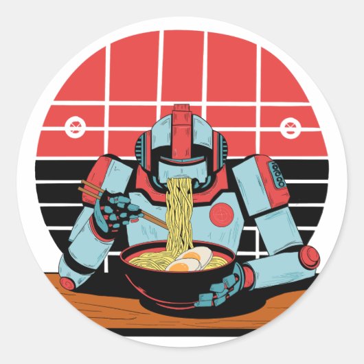 Mecha Ramen Runder Aufkleber (Vorderseite)