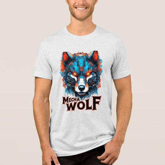 Mecha Wolf Grafik-Doppelprint Tri-Blend Shirt (Vorderseite)