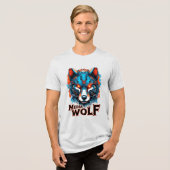 Mecha Wolf Graphic Double Print Tri-Blend Shirt (Vorderseite voll)