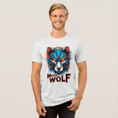 Mecha Wolf Head – Futuristic Cyberpunk Wolf Design Tri-Blend Shirt (Vorderseite voll)