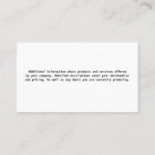 Mechanic Auto Repair Shop Visitenkarte (Rückseite)