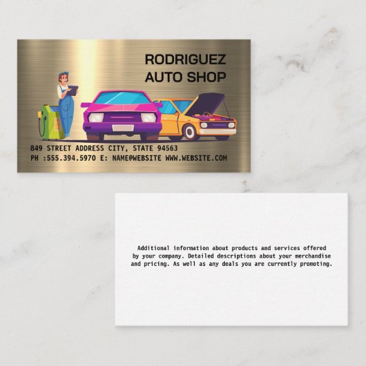 Mechanic Auto Repair Shop Visitenkarte (Vorne/Hinten)