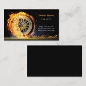 Mechanic Automotive Wheel Speed Flame Black Visitenkarte (Vorne/Hinten)