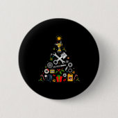 Mechanic Christmas Ornament Tree In Garage Car Mec Button (Vorderseite)