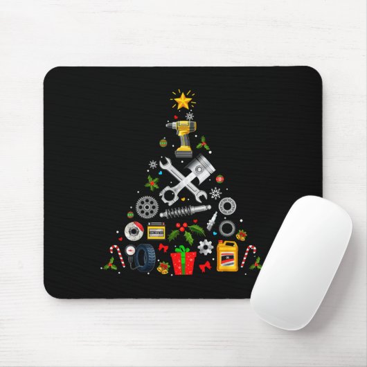 Mechanic Christmas Ornament Tree In Garage Car Mec Mousepad (Mit Mouse)
