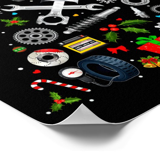 Mechanic Christmas Ornament Tree In Garage Car Mec Poster (Ecke)