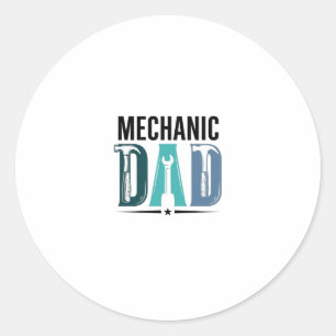 Mechanic Dad Vintage Tool Typography Design_1 Runder Aufkleber