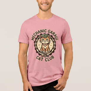 Mechanic Garage Katze POD Vektorgrafik - Mechanic  Tri-Blend Shirt