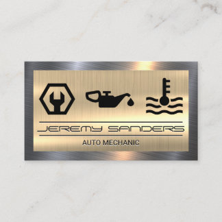 Mechanic | Gold Metal Border | Tools Services Visitenkarte