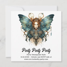 Mechanic Hairstrena Butterfly Steampunk Wedding Ankündigung