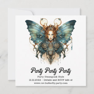 Mechanic Hairstrena Butterfly Steampunk Wedding Ankündigung