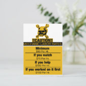 Mechanic Labor Rates Postkarte (Stehend Vorderseite)