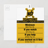 Mechanic Labor Rates Postkarte (Vorne/Hinten)