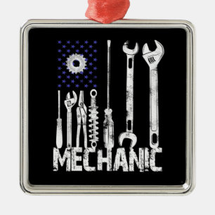 Mechanic Lovers Mechanic USA Flag Ornament Aus Metall
