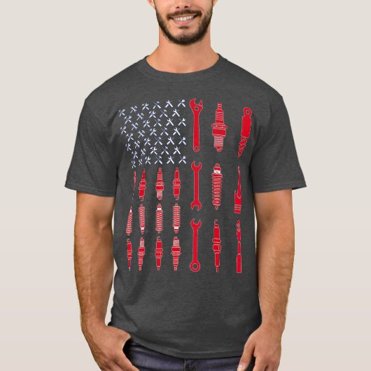Mechanic Patriotic Mechanic USA Flag T-Shirt (Vorderseite)