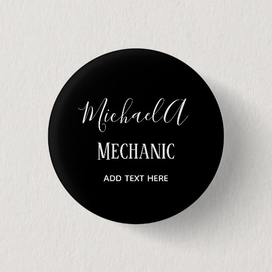 MECHANIC Personalisierte Geschenke CLASSIC Schwarz Button (Vorderseite)