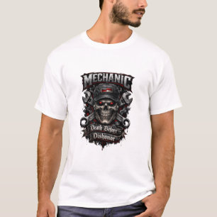Mechanic-Schädel Death Before Dishonor Dunkles T-S T-Shirt