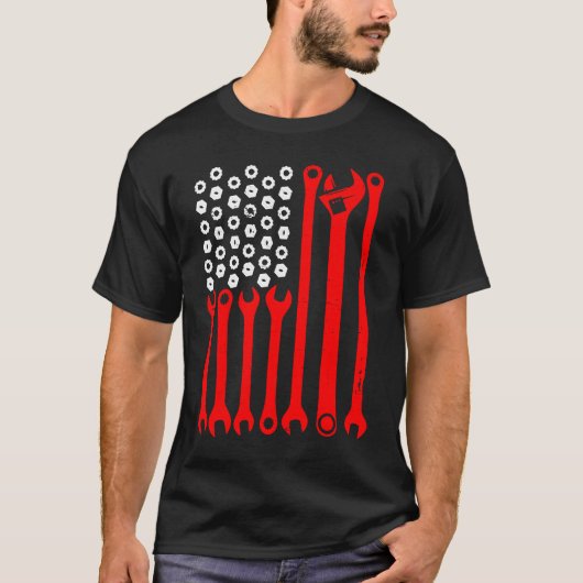 Mechanic US Flag Tuning Car Repairing Mechanic Ca T-Shirt (Vorderseite)