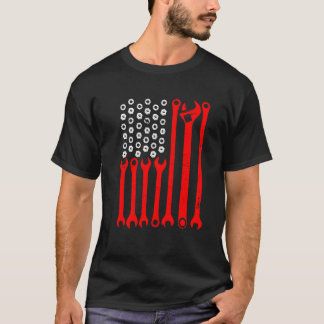 Mechanic US Flag Tuning Car Repairing Mechanic Car T-Shirt