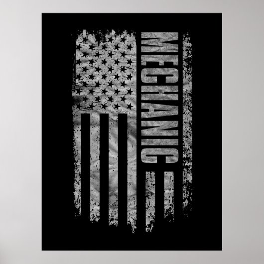 Mechanic USA Flag Distressed design Poster (Vorne)