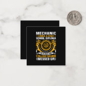 Mechanic Using A High School Diploma Mitteilungskarte (Vorderseite/Rückseite Beispiel)