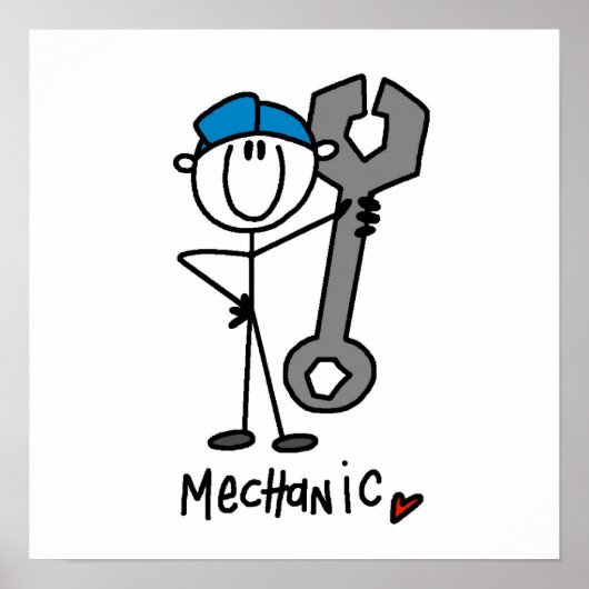 Mechanic With Wrench Stick Figure Poster (Vorne)