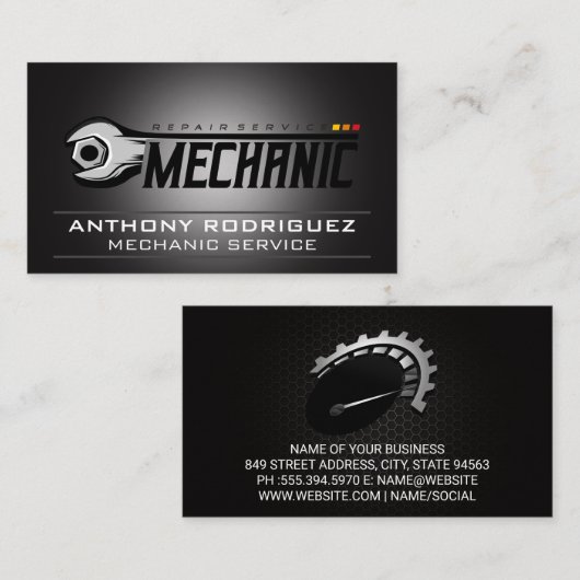 Mechanic Wrench | Car Repair Fix Visitenkarte (Vorne/Hinten)