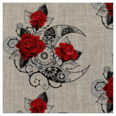 Mechanical Crescent with Red Roses Stoff (Nahaufnahme)