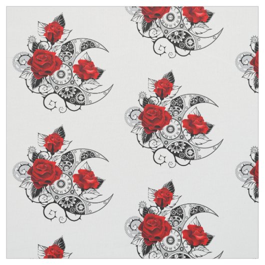 Mechanical Crescent with Red Roses Stoff (Muster)