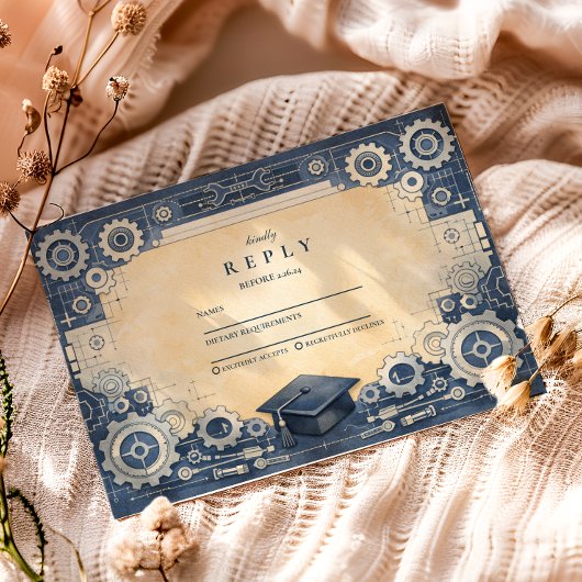 Mechanical Engineer Graduation RSVP Karte