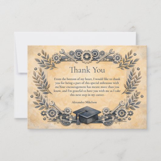 Mechanical Engineering Degree Graduation Dankeskarte (Vorderseite)