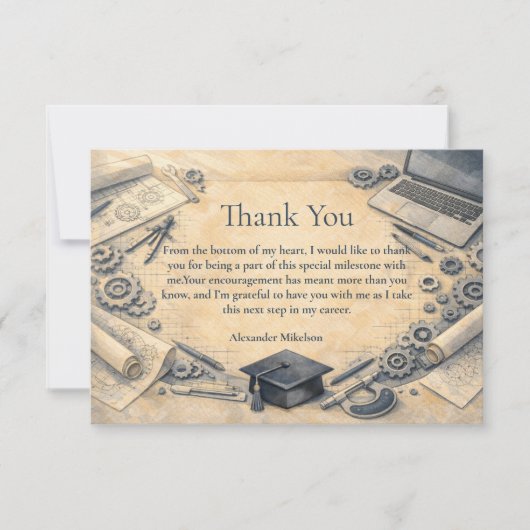 Mechanical Engineering Graduation Party Dankeskarte (Vorderseite)