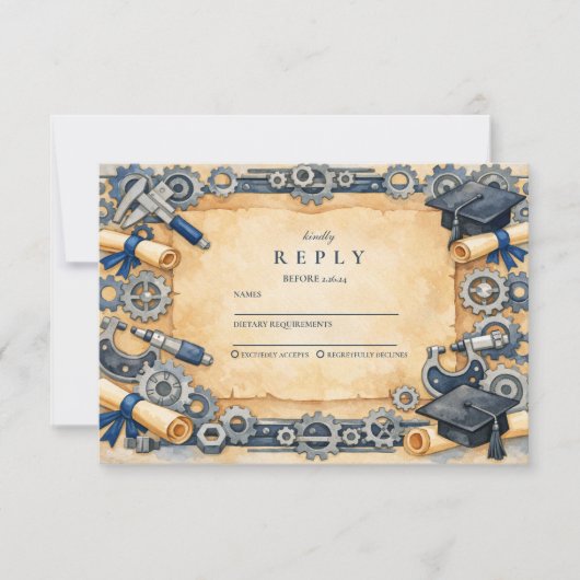 Mechanical Engineering Graduation RSVP Karte (Vorderseite)