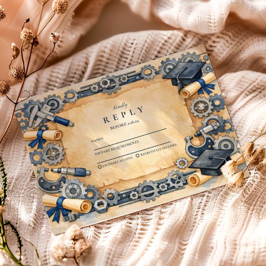 Mechanical Engineering Graduation RSVP Karte