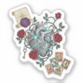 Mechanical Heart with Roses – Vintage Surreal Art Aufkleber (Vorderseite)