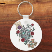 Mechanical Heart with Roses – Vintage Surreal Art Schlüsselanhänger (Rückseite)